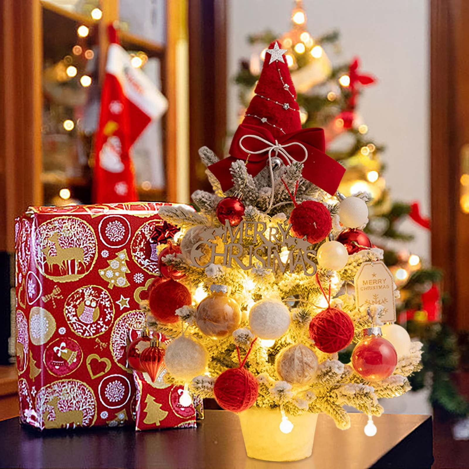 Sapin De Noël Lumineux De Table – 45 Cm Avec Guirlandes LED Et Décorations – Idéal Pour Bureau, Salon Ou Décoration De Fête