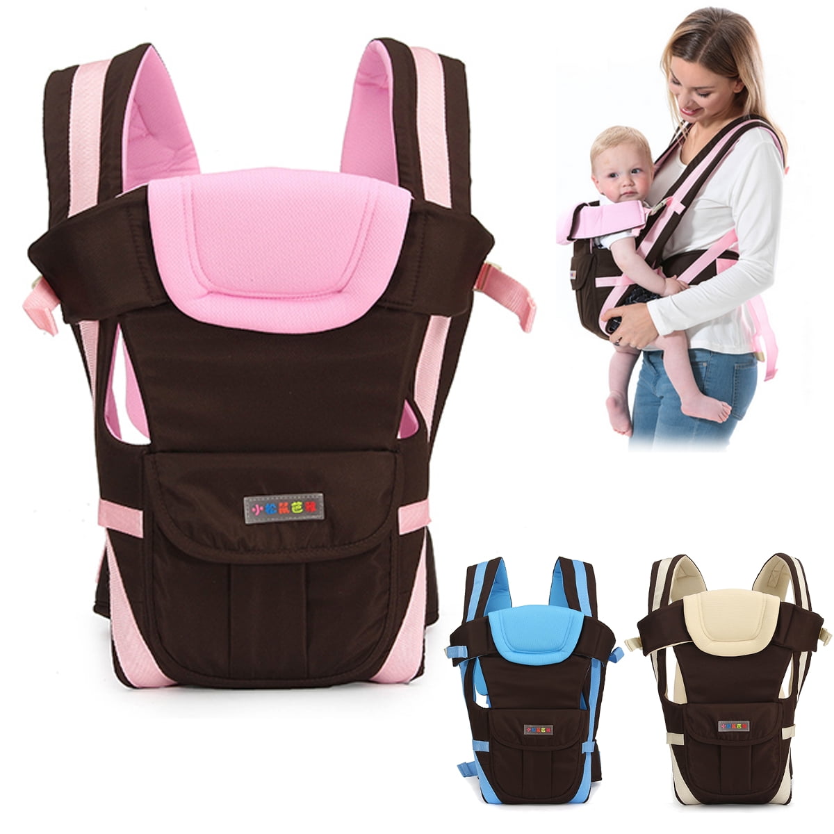 Cotton Front & Back Baby Newborn Carrier Infant Comfort Backpack Sling Wrap Blue 