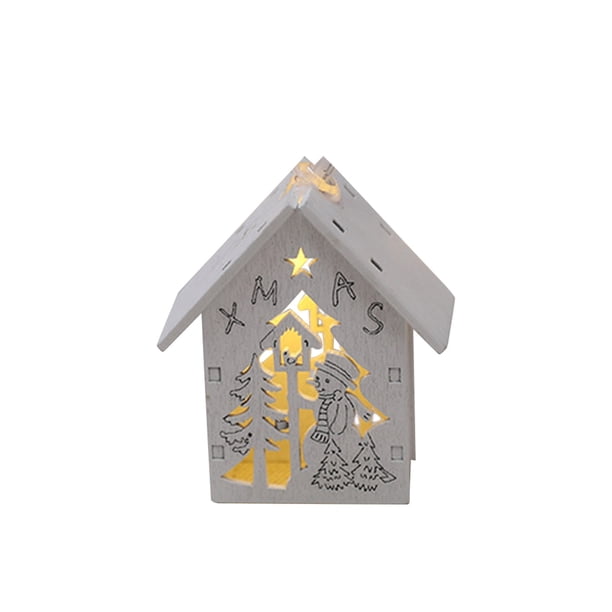 Decoraciones de Navidad Al Aire Libre Luzes de Cuerda de Copo de Nieve Led de Madera, Pequeña Casa Ahuecada con Batería para la Escena Del Supermercado, Luces Led para la Fiesta Del Dormitorio