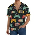 thumbnail image 3 of Xecao offers the Retro Video Game for Men's Casual Short-sleeved Shirt, a button-up collared shirt with a pocket, perfect for beach vacations and yacht travel in the Medium size., 3 of 7