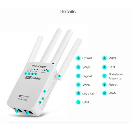 300Mbps/ 1200Mbps Dual Band 2.4/5G Wireless Range Extender WiFi Router 4 Antenna Double Frequency Trunk Circuit Commercial Repeater Network Extender