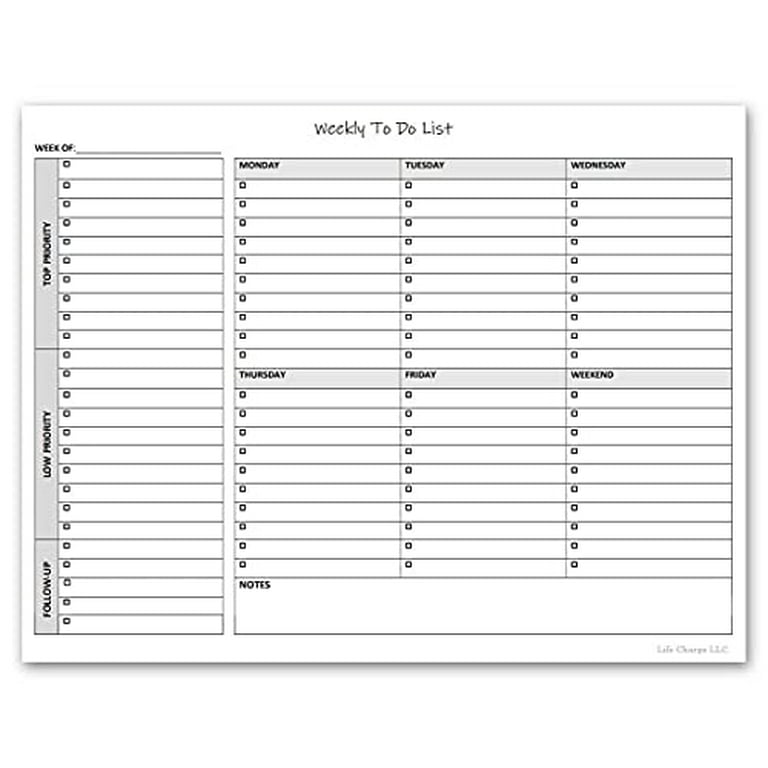 Weekly TO DO List Notepad, 50 Page Task Planner Pad w/ Daily Checklist,  Priority ToDo Checkbox & Note Sections. Desk Notebook Pad to Organize  Office. 11 X 8.5, A4 Sheets. Made in