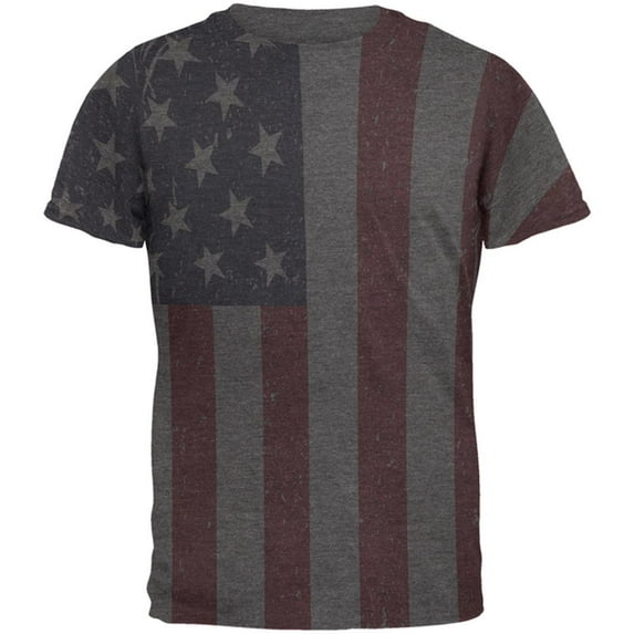 4th of July American Flag Distressed Men's Soft T-Shirt Charcoal Heather LG