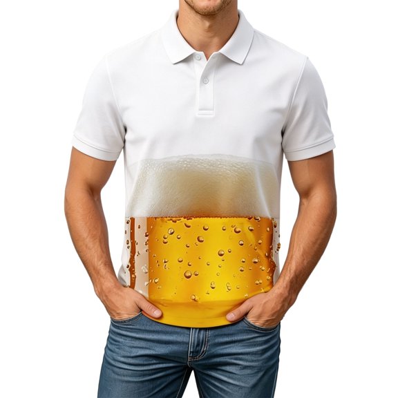 Mens Polo Shirts Festival Theme 3D Printed Loose Fit Casual Shirts Short Sleeve Summer Top