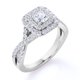 thumbnail image 1 of Elegante Anillo de Compromiso de Oro Blanco de 10 K con Banda Retorcida, Doble Halo y Diamante de Talla Cuadrada de 0,50 Quilates, 1 of 6