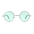 thumbnail image 1 of Lunettes de Soleil Rétro Ajustées à Petit Cercle Rond avec Lentille Style Hippie Argent Vert, 1 of 4