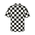 thumbnail image 3 of Fotbe Black And White Checkerboard Hawaiian Shirt For Men Unisex Summer Beach Casual Short Sleeve Cotton Linen Button Down Shirts-Medium, 3 of 9