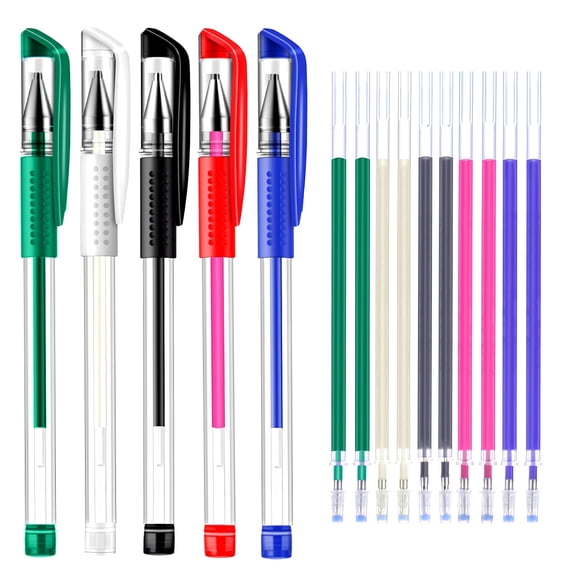 Sew Mama Heat Erase Fabric Marking Pens with 10 Free Refills for Quilting Sewing, 5 Colors Assorted Pack(White, Black, Red, Green, Blue)