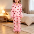 thumbnail image 2 of Xyant Girls Valentines Pajamas Satin Pajama Set Silk Pjs Long Sleeve Button Down Heart Sleepwear Loungewear Sets for Toddler Kids,Size 10 Years, 2 of 6