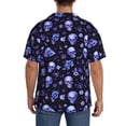 thumbnail image 3 of Lsque Skull flower leaf purple print Men's Cuban Collar Short Sleeve Shirt Summer Beachwear Casual Button Down Fashionable Vacation Leisure Shirt-4X-Large, 3 of 7