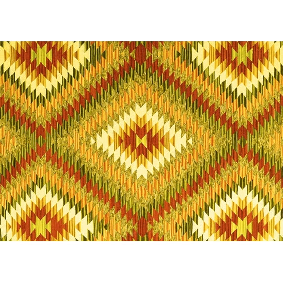 Ahgly Company Indoor Rectangle Southwestern Yellow Country Area Rugs, 3' x 5'