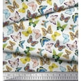 thumbnail image 2 of Soimoi White Rayon Crepe Fabric Colorful Butterfly Print Sewing Fabric Yard 46 Inch Wide, 2 of 3