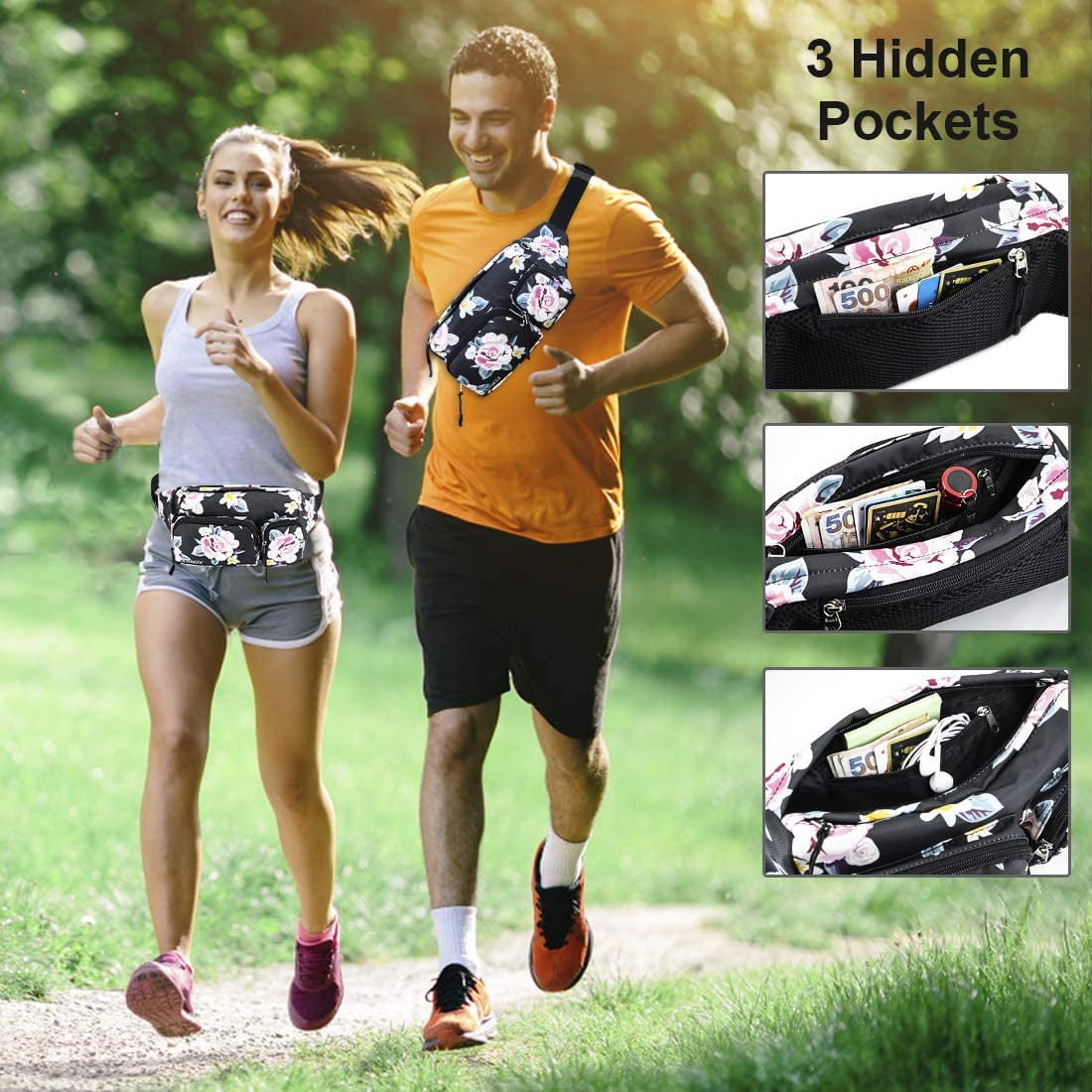 ZMLEVE Fanny Pack For Women Men Waist Bag Hip Bum Bag Strap Extension Large Capacity Easy Carry Any Phone Passport Wallet for Outdoors Workout Traveling Casual Running Hiking Cycling Dog Walking