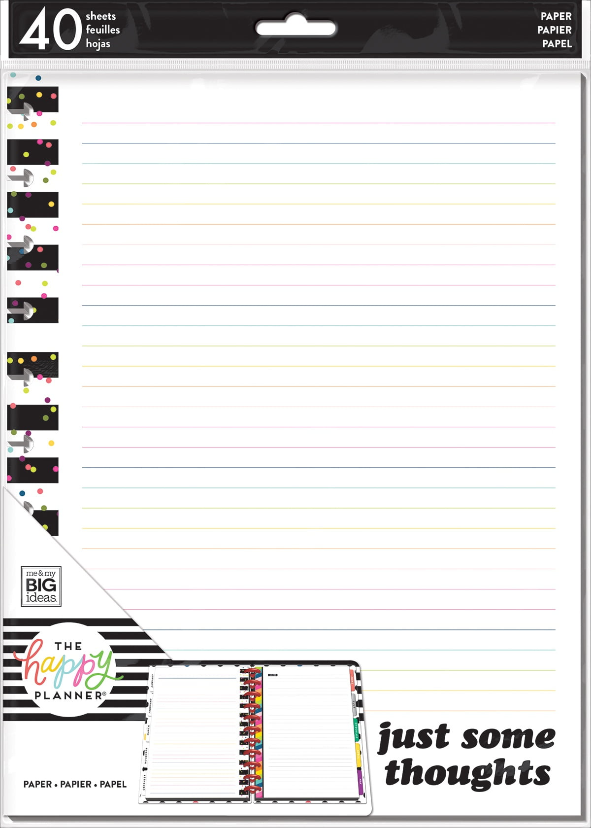 Student Happy Planner Big Full Sheet Fill Paper 40//Pkg-Notes Multi Stripe