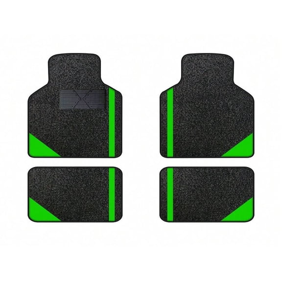 Leadwolf Car Floor Mats universal Full Coverage Auto Floor Mats All Weather Luxury Floor Liners Dirt - Resistant Car Mats Protector Car Carpet Black and Green 4PCS