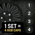 thumbnail image 2 of Pilot Automotive 16" Formula Wheel Covers Universal Hubcaps Black Set of 4, 2 of 6