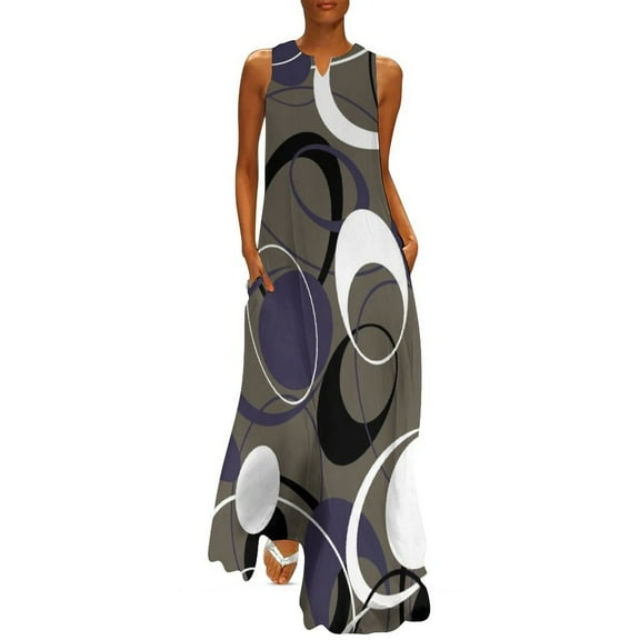Retro 60s Ovals Long Dress Female dress elegant dresses plus sizes dress for wom02