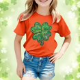 thumbnail image 2 of Shirts for Girls Short Sleeve T Shirts Crew Neck Cartoon Print St. Patrick's Day Shirt Loose Funny Tees T-Shirts Infant To Big Kid Orange,6-7 Years, 2 of 4