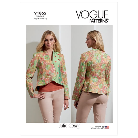 Vogue Sewing Pattern V1865 - Misses' Jacket, Size: A5 (6-8-10-12-14)