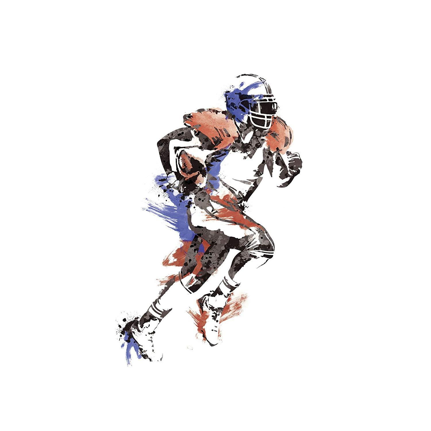 FOOTBALL PLAYER GIANT WALL DECALS Mural Sports Stickers Boys Men's Room Decor