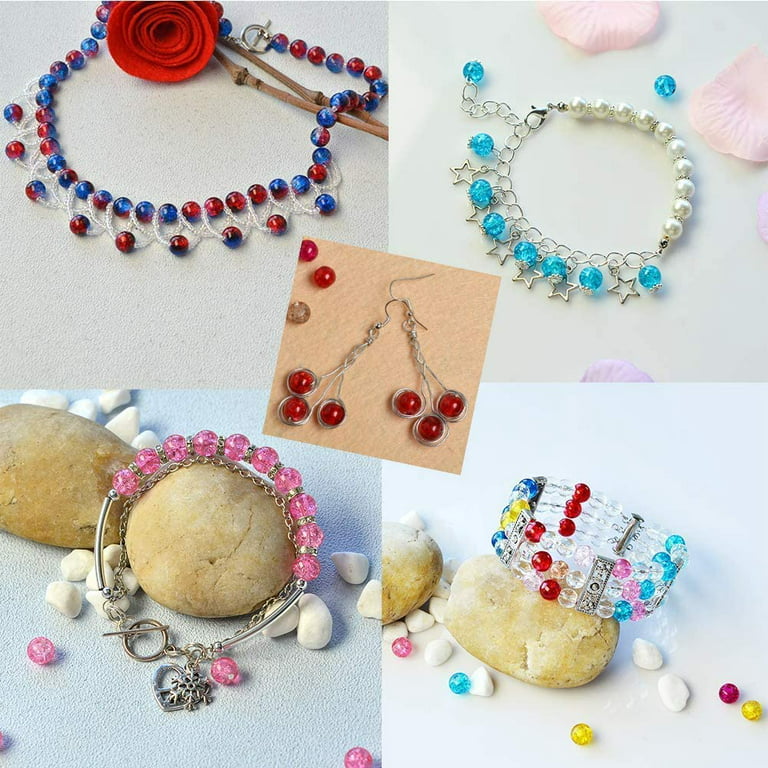 4mm Double Beads Stones Beaded Charm Bracelet Making Kit Teen
