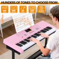 thumbnail image 5 of HarmonyStrings 61-Key Portable Electric Keyboard Piano with Built In Speakers, LED Screen, Headphones, Microphone, Piano Stand, Music Sheet Stand and Stool Pink, 5 of 10
