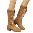 thumbnail image 4 of Mostsola Square Toe Cowboy Boots for Women Floral Embroidered Cowgirl Western Boots Wide Calf Boots, 4 of 6