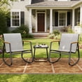 thumbnail image 3 of Lofka 3 Pieces Patio Bistro Set , Outdoor Furniture Set with Coffee Table for Garden|Balcony|Porch,Gray, 3 of 11