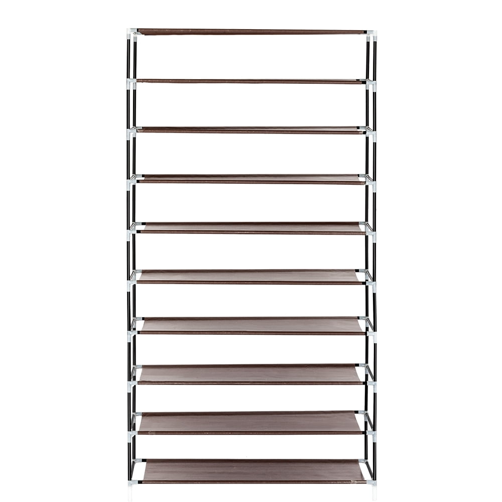 Kepooman 10 Tiers Shoe Rack Organizer with Dustproof Cover, Mocha