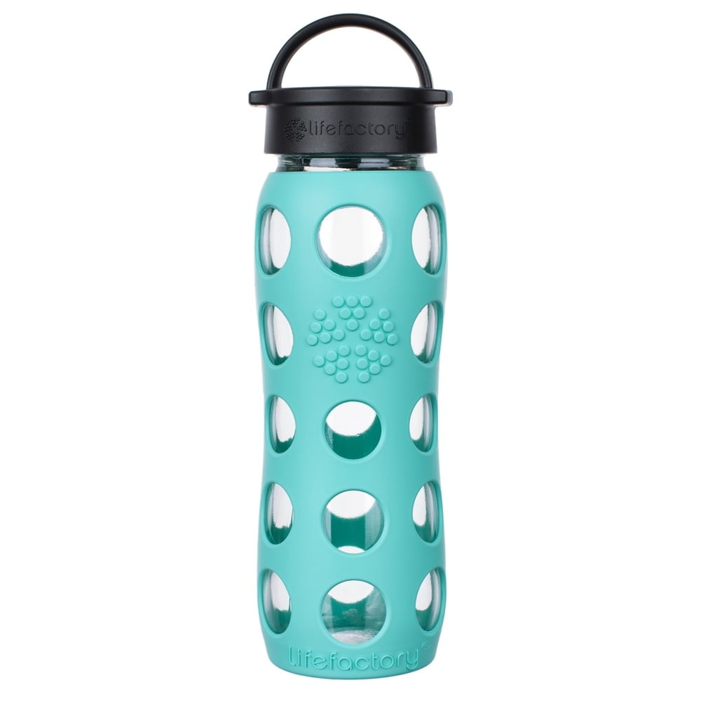 Lifefactory Glass Water Bottle with Classic Cap and Silicone Sleeve