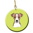thumbnail image 1 of Checkerboard Lime Green Jack Russell Terrier Ceramic Ornament, 2.81 In., 1 of 1