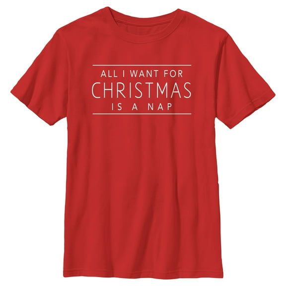 Boy's Lost Gods All I Want for Christmas Is a Nap Graphic Tee Red Large