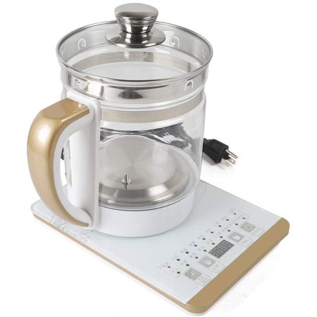 2L 800W Electric Automatic Tea Kettle Hot Water Boiler Coffee Health Pot Thickening Glass Multi-function Boiled Eggs Stainless Steel Inner Lid & Filter Stainless steel high borosilicate glass