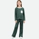 thumbnail image 1 of Conjuntos de blusas y camisas de cuello redondo y manga larga para niños Invierno Conjunto de dos piezas de ropa de casa de color liso Camisas de manga larga Pantalones largos y pijamas Top de poliést, 1 of 5