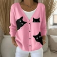 thumbnail image 2 of Cnbwig Sweaters for Women Elegant Long Sleeve Jacket Knit Cardigan Sweater Cat Knitted Coat for Autumn Winter Outerwear Outwear Trendy Sweatshirts A-Pink L, 2 of 5