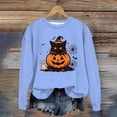 thumbnail image 2 of Women's Hoodedless Sweatshirt for Wear with Halloween Graphic Casual Pullover Top for Spring and Autumn Fashion Streetwear Light Blue S, 2 of 4