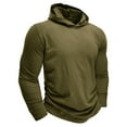 thumbnail image 4 of nerohusy Mens Lightweight Cotton Hoodies Pullover Fall Thin Long Sleeve Casual Workout Athletic Shirt Basic Plain Hooded Sweatshirts Army Green,XXL, 4 of 8