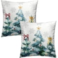 thumbnail image 4 of Blue Christmas Tree Throw Pillow Covers 20 x 20 Inch Set of 2 Snowflakes Bells Winter Decorative Double Sided Cushion Covers for Outdoor Holiday Party Home Bedroom, 4 of 8