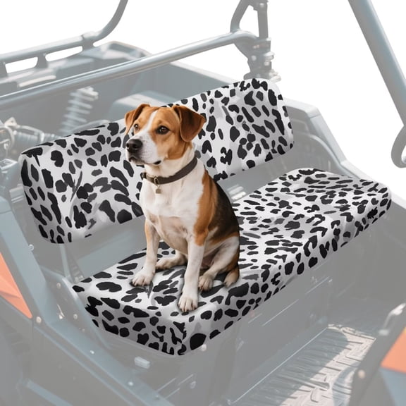 FKELYI Black Cow Print Anti-Dust Mule Bench Seat Cover Backrest Cover UTV ATV Accessories Waterproof Powersports Seats Covers UTV Interior Decor