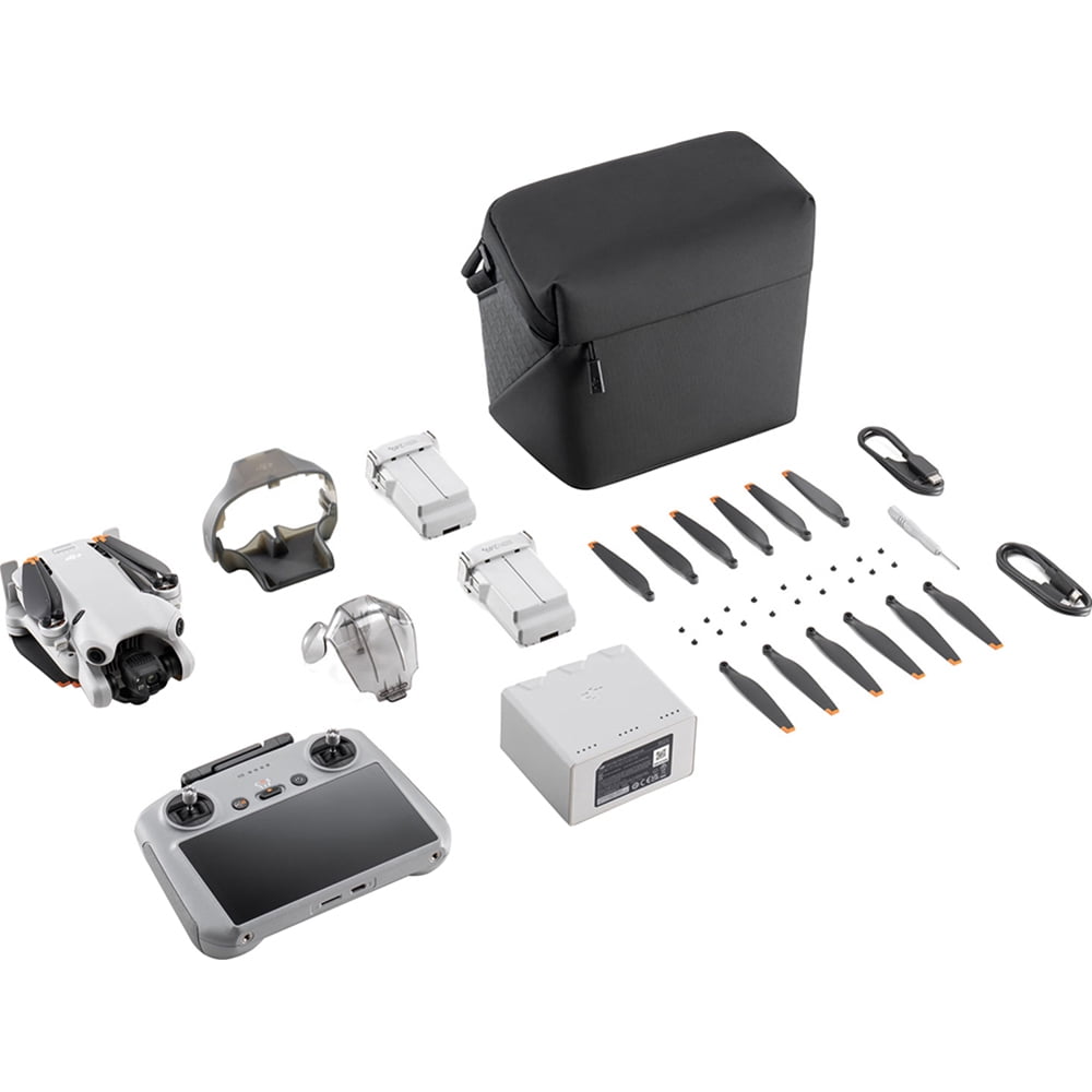 Open Box DJI Mini 4 Pro Fly More Combo with DJI RC 2 (Screen Remote Controller), Folding Mini-Drone with 4K HDR Video Camera for Adults, Under 249 g, 2 Extra Batteries for 34-Min Flight Time -