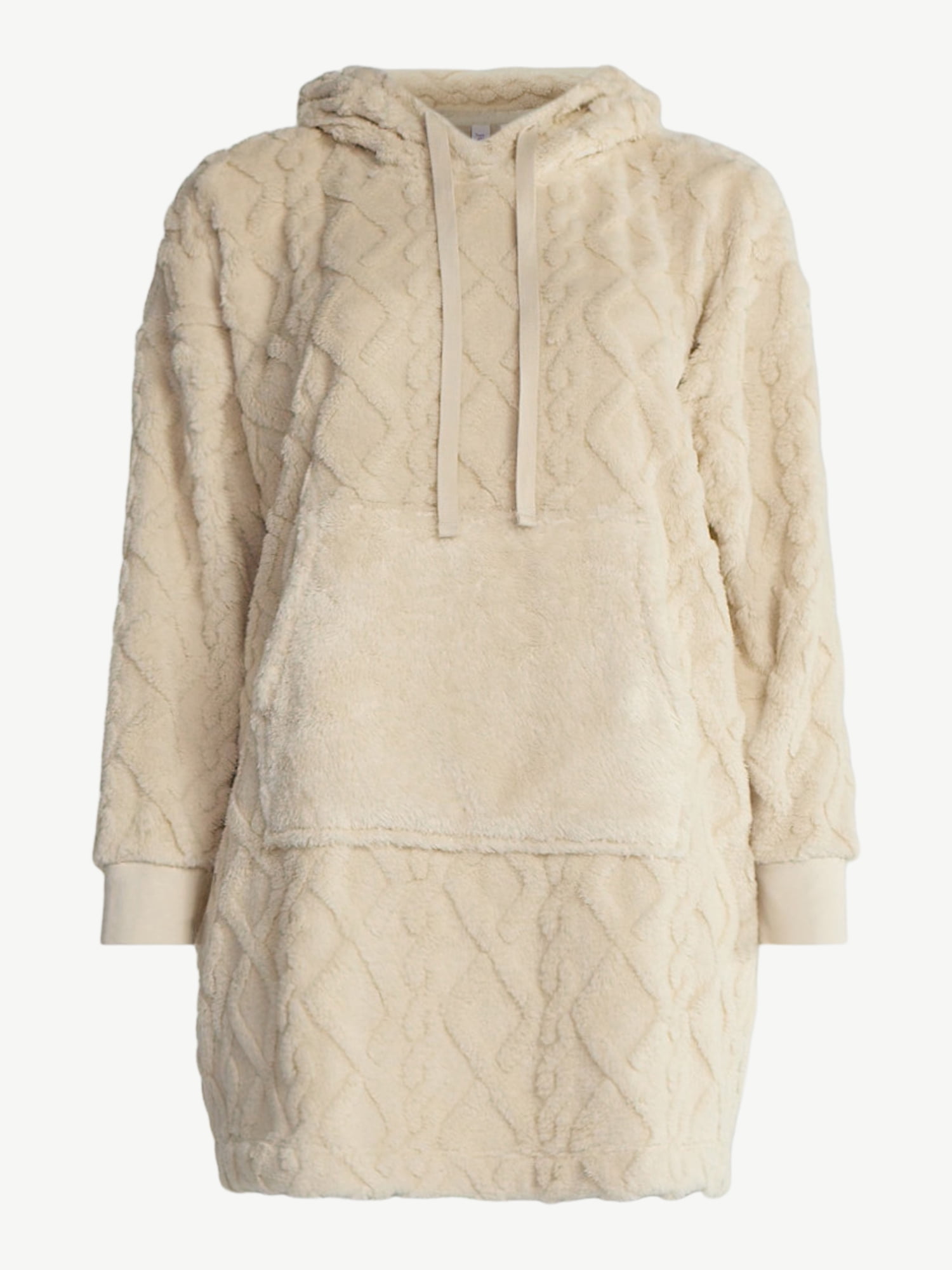 Joyspun Women's Oversized Hooded Plush Lounger, Size XS-3X