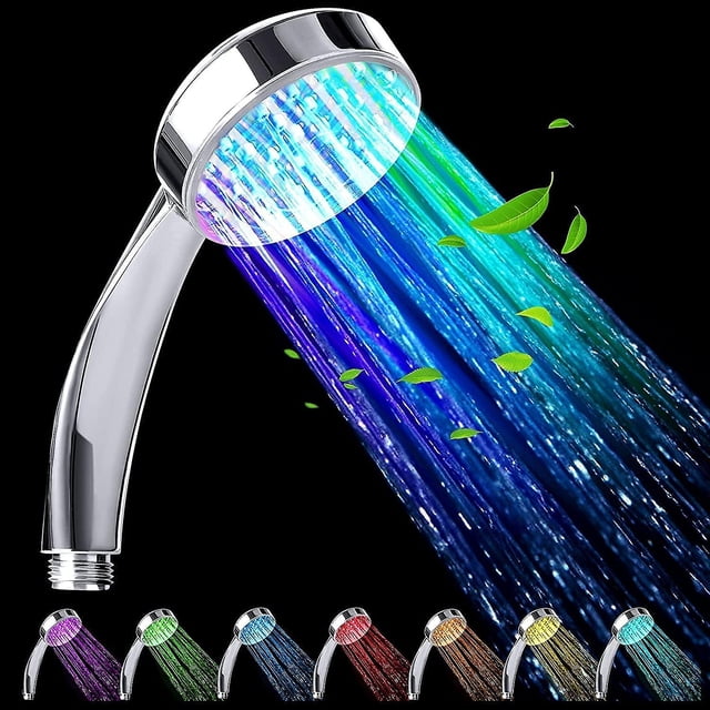 LED Shower, Light Head, Lighted Shower Head, Color Shower Head, LED Hand Shower, 7 Color Auto Change, Universal, Chrome