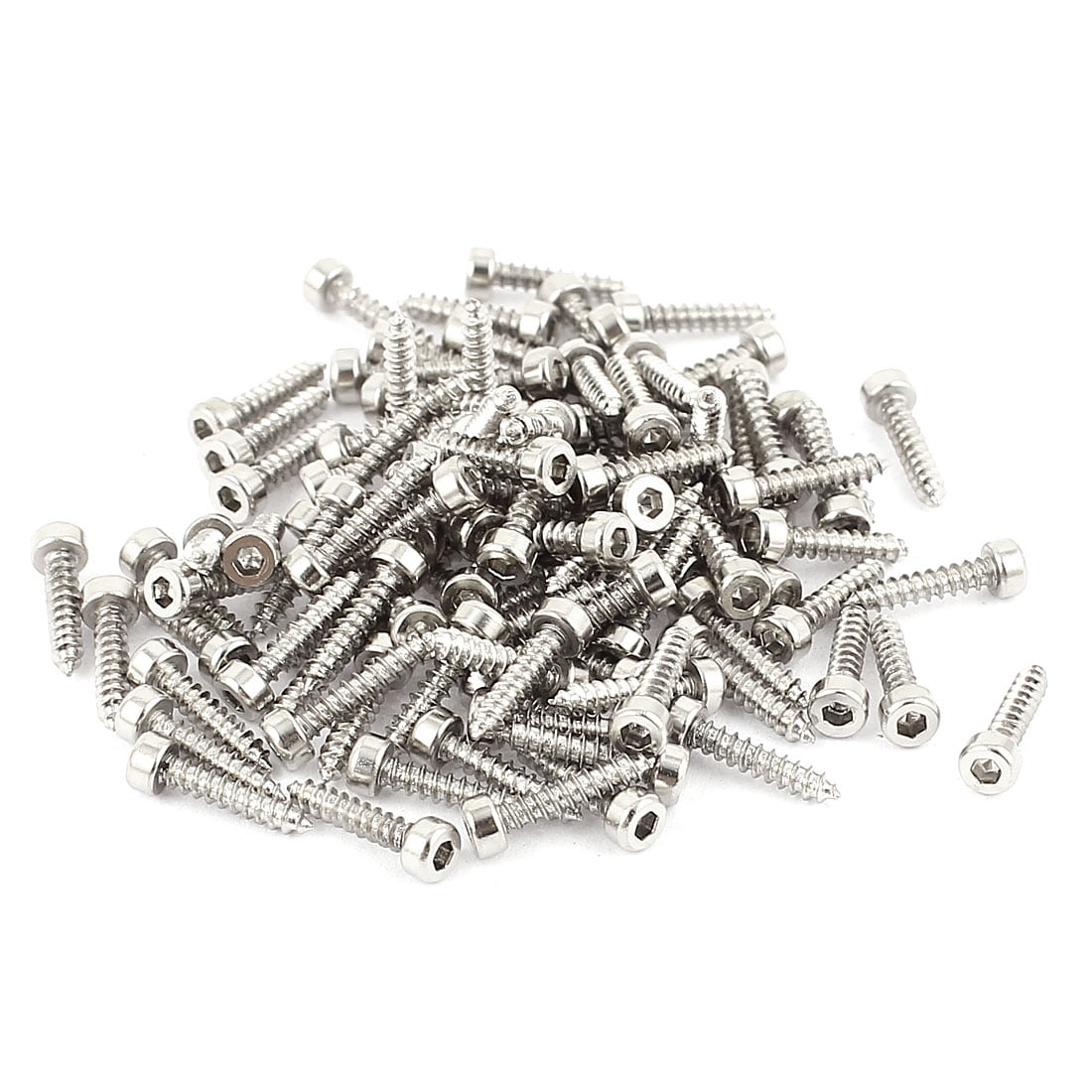 Uxcell 2mm x 10mm Nickel Plated Full Thread Hex Head Self Tapping