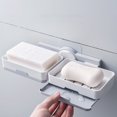 thumbnail image 3 of 1PCS self adhesive Layers Soap Box Kitchen Tools Bathroom Accessories Soap Dish Suction Holder Storage Basket Soap Box Stand, 3 of 5