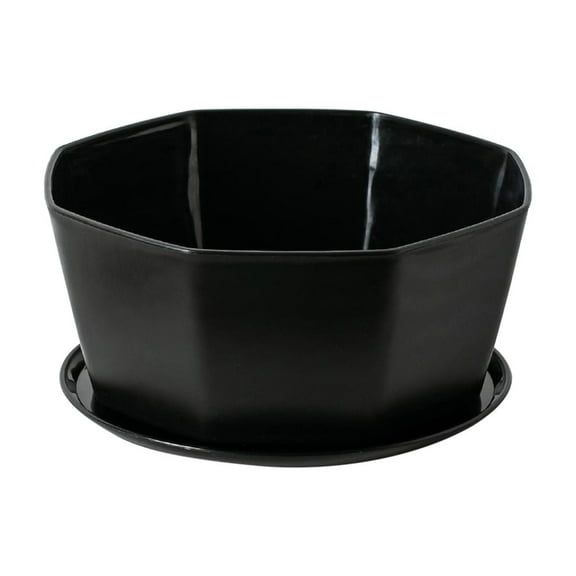 KQJQS 8" Planter Pot with Drainage Hole, Round Shallow Plastic Flower Pot, White Modern Design Planter for Indoor Plants, Cactus, Bonsai, Garden, Outdoor Use