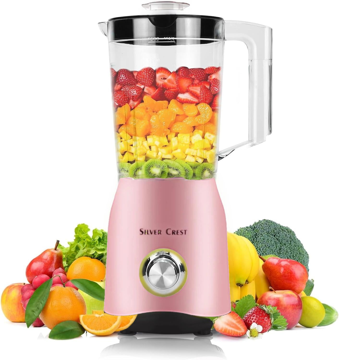 Taotanxi 1000W Smoothie Blender, Personal Blender for Shakes, Coffee Grinder Combo, 12-Piece Set, Non-BPA, Pink