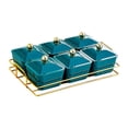 thumbnail image 1 of Bandeja para servir dividida con soporte para almacenamiento, caja para condimentos de cocina y aperitivos. 6 cuadrícula, 1 of 9