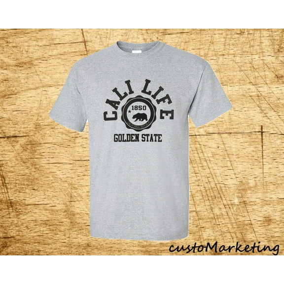 Golden State Cali Life 1850 Printed Man T-shirt California Republic Tee Color Sport Gray 2X-Large