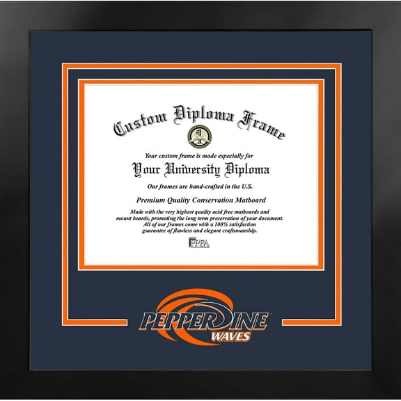 Pepperdine Waves 14w x 11h Spirit Diploma Manhattan Black Frame with Bonus Campus Images Lithograph (value savings $59)