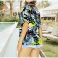 thumbnail image 3 of HAPPY BAY Hawaiian Shirts Womens Summer Beach Party Short Sleeve Tropical Vacation Blouse Shirt T-Shirt Blouses Dress Tee Shirts Tops for Women L Palm Tree Island, Grey, 3 of 5